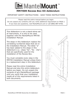 MM700R Recess Box Kit Addendum