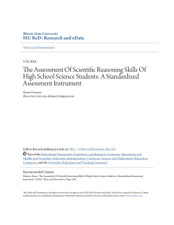 The Assessment Of Scientific Reasoning Skills Of High School
