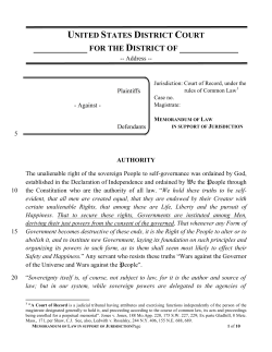 Memorandum Jurisdiction - National Liberty Alliance