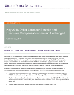 Key 2016 Dollar Limits for Benefits and Executive Compensation
