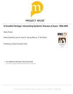 Patrick Wallis, `A Dreadful Heritage: Interpreting Epidemic Disease