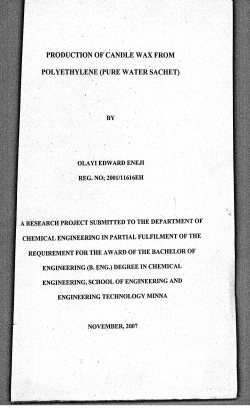 PRODUCTION OF"CANDLE WAX FROM