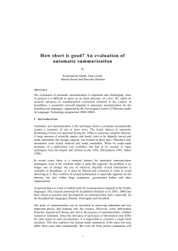 How short is good? An evaluation of automatic summarization