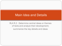 Main Idea and Details - The School District of Palm Beach County
