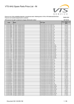 Spare parts pricelist