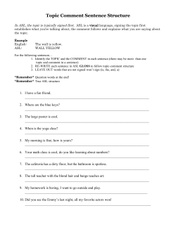 Topic Comment Sentence Structure