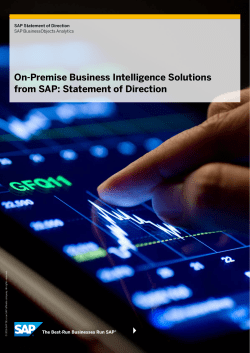 On-Premise Business Intelligence Solutions from SAP: Statement of