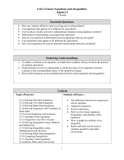 Unit 3-Linear Equations and Inequalities Algebra I Essential