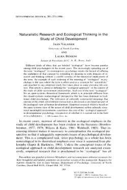 Naturalistic Research and Ecological Thinking in the Study of Child