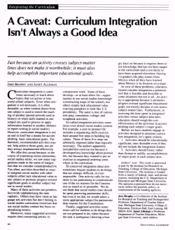 A Caveat: Curriculum Integration Isn`t Always a Good Idea