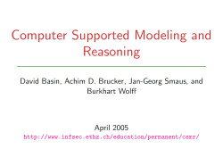 Computer Supported Modeling and Reasoning