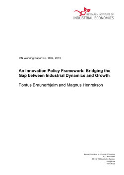 An Innovation Policy Framework: Bridging the Gap between