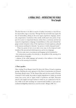A VERBAL SPACE &ndash; INTERSECTING THE VISIBLE Virve Sarapik