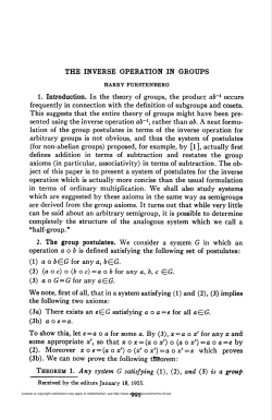 THE INVERSE OPERATION IN GROUPS