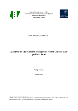 A Survey of the Muslims of Nigeria`s North Central Geo