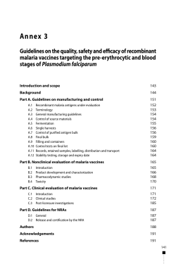 Guidelines on the quality, safety and efficacy of recombinant malaria