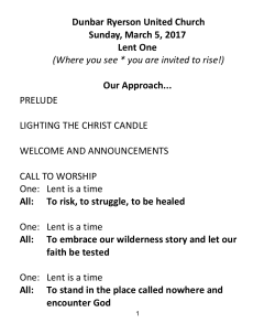 March 5, 2017 Bulletin - Dunbar Ryerson United Church