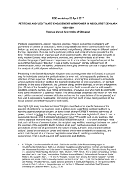 1 RSE workshop 28 April 2017 PETITIONS AND `LEGITIMATE