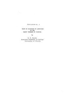 PUBLICATION NO. 6 RATE OF SOLUTION OF LIMESTONE IN THE