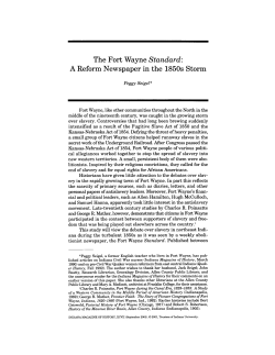 The Fort Wayne Standard: A Reform Newspaper in the 1850s Storm