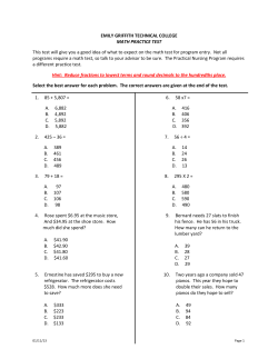 EMILY GRIFFITH TECHNICAL COLLEGE MATH PRACTICE TEST