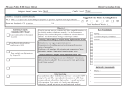 Subject Area/Course Title: Grade Level: Third Math