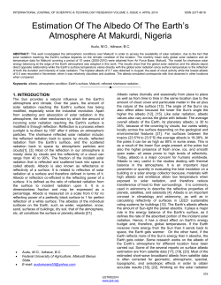 Estimation Of The Albedo Of The Earth`s Atmosphere At Makurdi