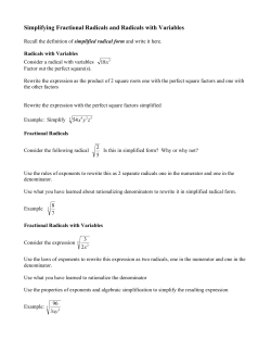 Simplifying Fractional Radicals and Radicals with Variables