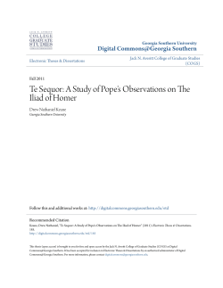 Te Sequor: A Study of Pope`s Observations on The Iliad of Homer