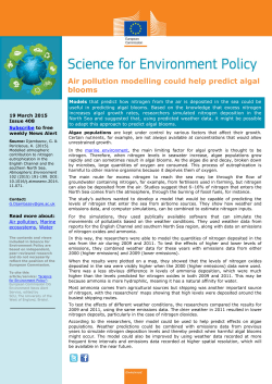 Air pollution modelling could help predict algal blooms