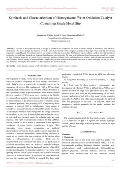 Synthesis and Characterization of Homogeneous Water