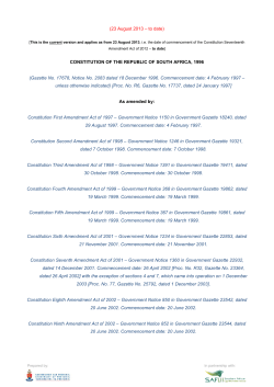 CONSTITUTION OF THE REPUBLIC OF SOUTH AFRICA, 1996