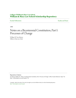 Notes on a Bicentennial Constitution, Part I: Processes of Change