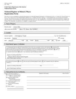 NPS Form 10-900 - the Arkansas Historic Preservation Program