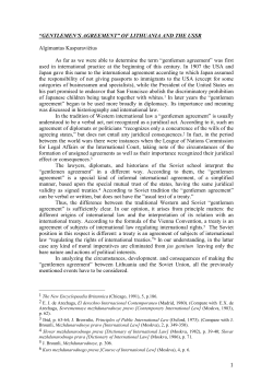"gentlemen`s agreement" of lithuania and the ussr