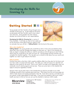Developing the Skills for Growing Up 1 2 3 Getting Started