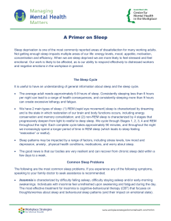 A Primer on Sleep - Workplace Strategies for Mental Health