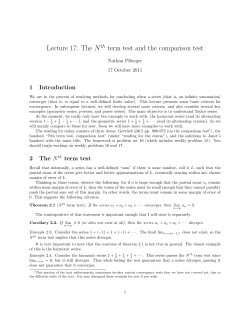 Lecture 17: The Nth term test and the comparison test