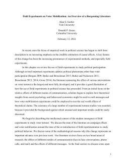 1 Field Experiments on Voter Mobilization: An Overview of a