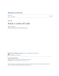 Article 5: Letters of Credit - The Scholarly Forum @ Montana Law