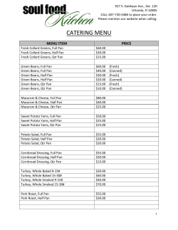 catering menu - soul food kitchen orlando