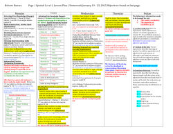 Roberto Barrera Page 1 Spanish Level I, Lesson Plan / Homework