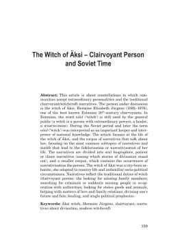 The Witch of &Auml;ksi &ndash; Clairvoyant Person and Soviet Time