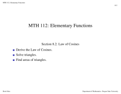 MTH 112: Elementary Functions - Oregon State Mathematics