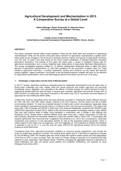 Agricultural Development and Mechanization in 2013 A