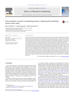 From academic research to marketing practice: Exploring the