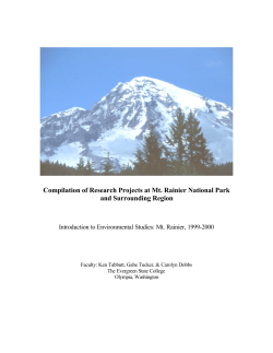 Compilation of Research Projects at Mt. Rainier National Park and