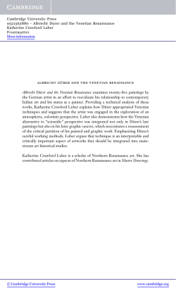 albrecht d &uml;urer and the venetian renaissance