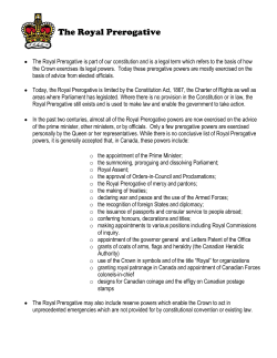 The Royal Prerogative - Canada`s Constitutional Monarchy Online
