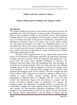 Politics And Class Analysis In Nigeria